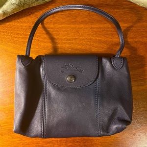 Longchamp Le Pliage Cuir Crossbody Bag - Navy